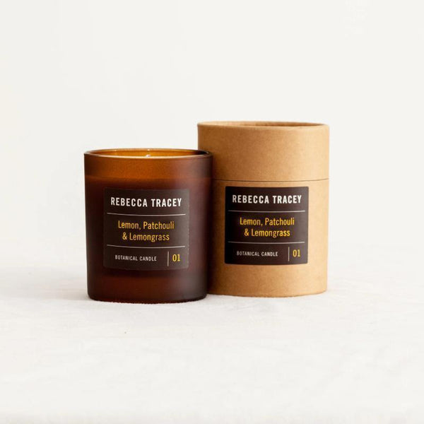 Rebecca Tracey Lemon, Patchouli & Lemongrass Candle - Joal Interiors